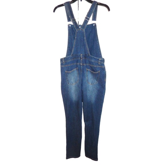 Love Tree Denim Skinny Bib Overalls Button Front Junior Women's Large 31 x 29.5 - Picture 4 of 5
